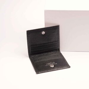 جاکارتی چرم قهوه ای دکمه دار با نمای داخل جاکارتی با چرم متفادت