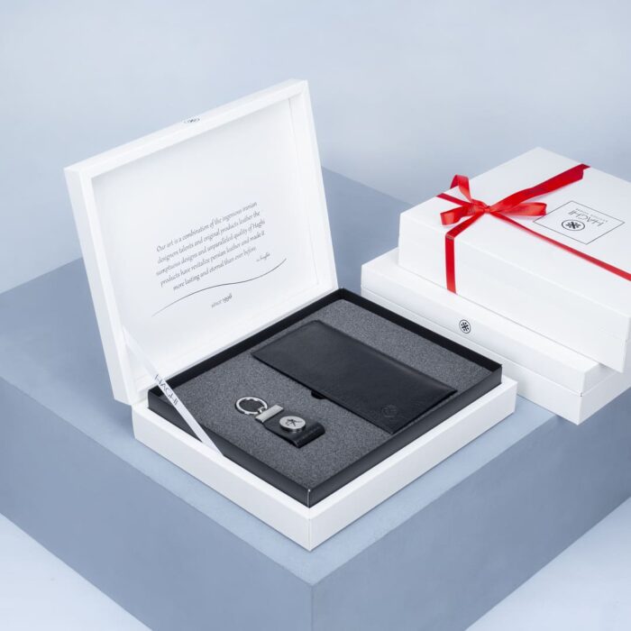 ست کیف پول و جاکلیدی چرم مردانه اصل و طبیعی مشکی برند چرم حقی