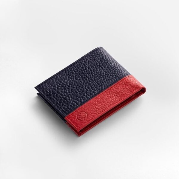 کیف جیبی چرم اصل مردانه مدل کلاسیک رنگ سرمه‌ای قرمز