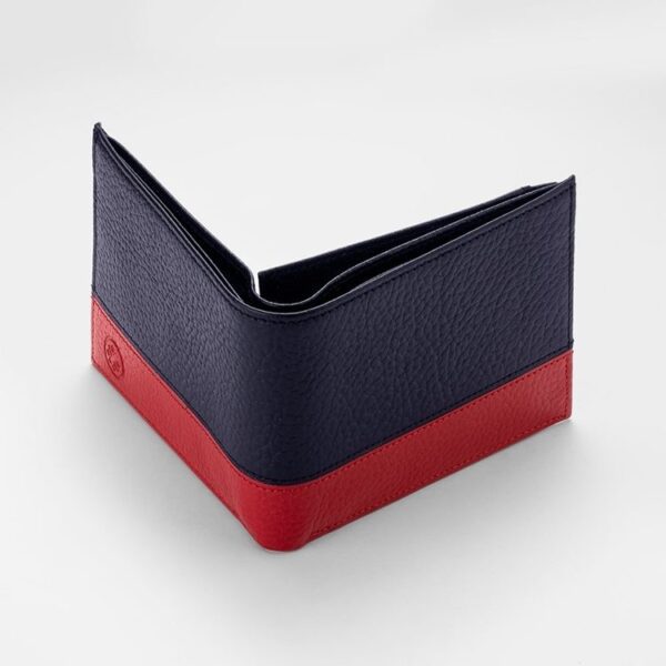 کیف جیبی چرم طبیعی مردانه مدل کلاسیک رنگ سرمه‌ای قرمز
