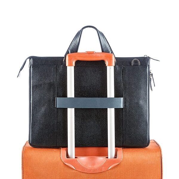 کیف دستی اداری مردانه چرم طبیعی مدل فوق باریک رنگ مشکی قابل اتصال به چمدان