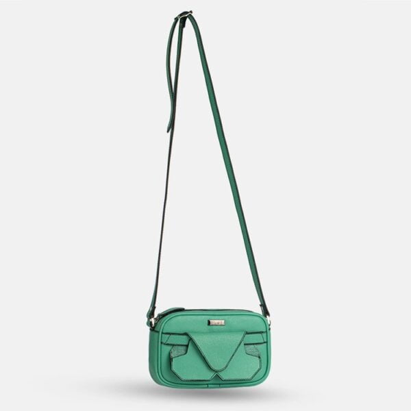 کیف زنانه دوشی چرمی طبیعی و کاور عینک سبز