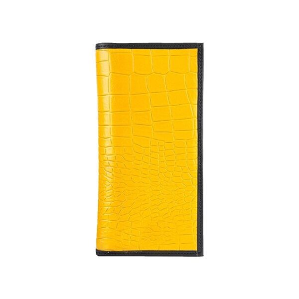 کیف پول کتی چرم اصل مردانه رنگ زرد مشکی مدل W5