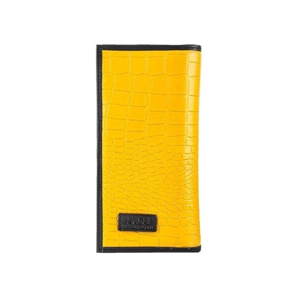 کیف پول کتی چرم طبیعی مردانه رنگ زرد مشکی مدل W5