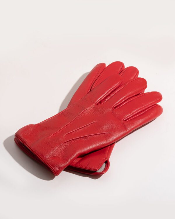 دستکش زنانه چرم حقی رنگ قرمز